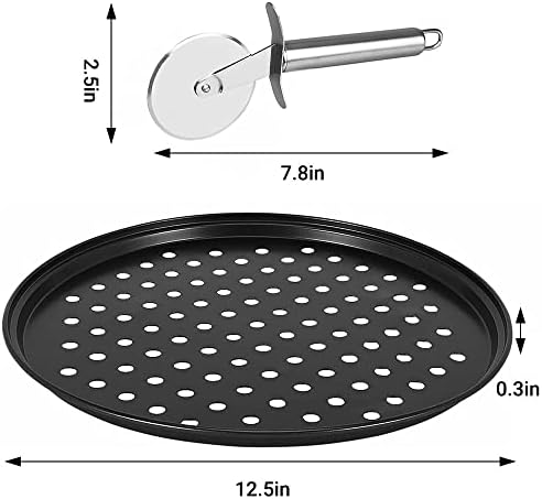 Anyangjia Pizza Pan para forno, 2 PCs redondo pizza com orifícios Pizza Bande