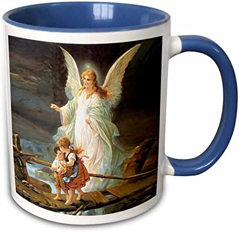 3drose Guardian Angel-Two Tone Blue caneca, 11 oz, multicolor