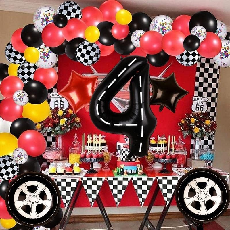 Balões de carros de corrida balões de pneus de roda decorações de festa de 4º aniversário para meninos papel alumínio
