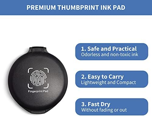 Sayeec Finger Imprint Ink Pad, Thumbprint Ink Pad para Office Notário de Office Identificação Id ID de segurança Cartões de impressão