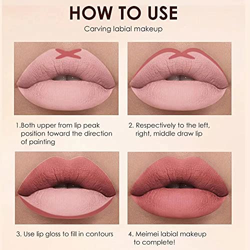 Charm Kiss Lip Liner e Lipstick Makeup Conjunto, batom fosco com revestimento labial correspondente, copo antiaderente