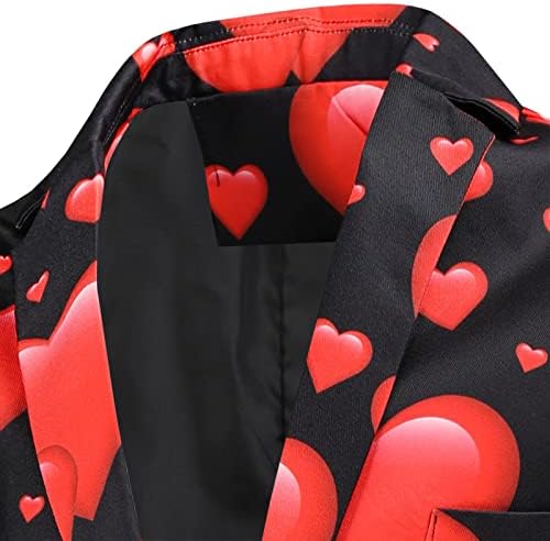 XXBR Blazer do Dia dos Namorados para homens, casaco de estampa de coração de amor um botão de lapiga de lapão de blazers