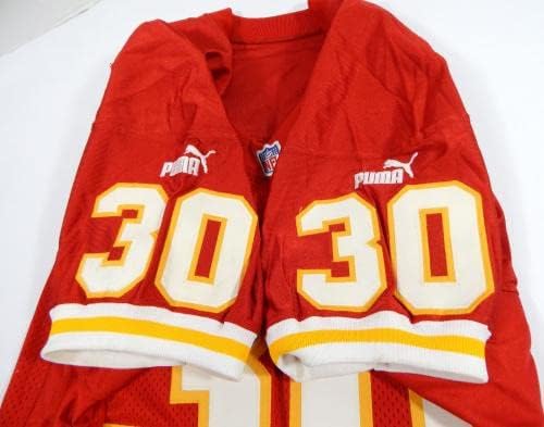 1999 Kansas City Chiefs Donnell Bennett 30 Game usado Jersey Red 44 DP32118 - Jerseys de Jerseys usados ​​na NFL não assinada