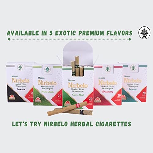 Cigarro de ervas Nirbelo de tabaco grátis e nicotina grátis para parar de fumar e a natureza alternativa 20 cigarros - pacote de 1 - sabor de morango