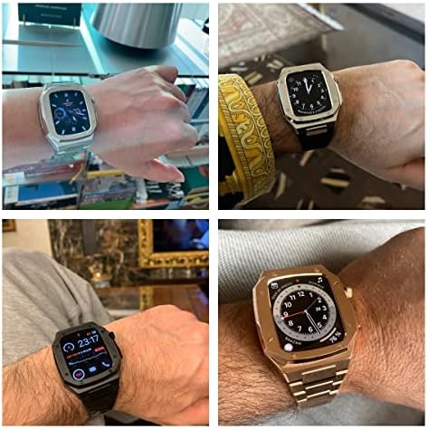 Cnhkau mais recente aço inoxidável para Apple Watch Band 7 44mm 45mm Metal nobre para Iwatch Series 7 6 SE 5 41mm
