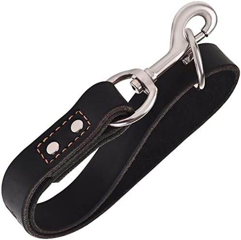 Adityna Short Leather Dog Leash 12 Comprimento x 1 de largura - trela de cão de trânsito para raças de cães médias, grandes