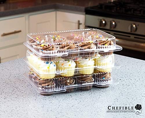 Chefible 12 mini recipiente de cupcakes, Cupcake Box - Conjunto de 10