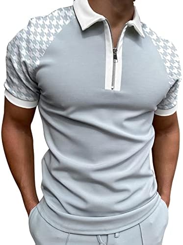 Camisa de golfe masculina da Lmzaren Retro Retro ao ar livre Mangas curtas Roupas de botão de impressão Casual Camiseta confortável