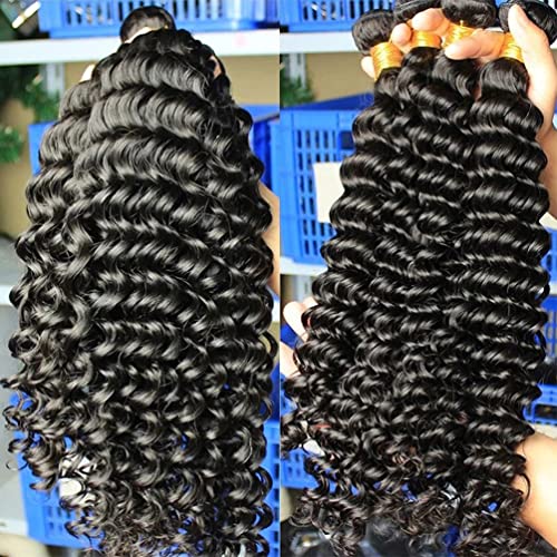 Pacotes de cabelo humano de ondas profundas brasileiras 9A de cabelo virgem não processado Remy Cabelos curiosos de cabelo