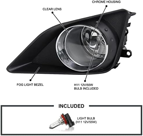 Luzes de nevoeiro de lentes transparentes de afuning spec-d + lâmpadas H11 incluídas compatíveis com o Toyota Corolla Le Xle