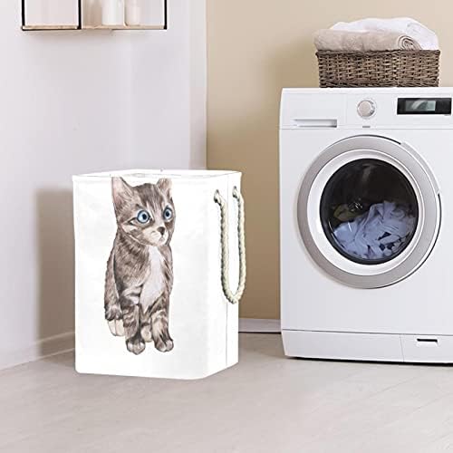 Indicador adorável gato pintado de lavanderia grande cesto de roupas prejudiciais à prova d'água cesta de roupas para roupas de