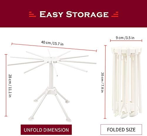 Rack de secagem de macarrão dobrável Ourokhome, plástico dobrável caseiro de espaguete fresco, cabide de macarrão secador