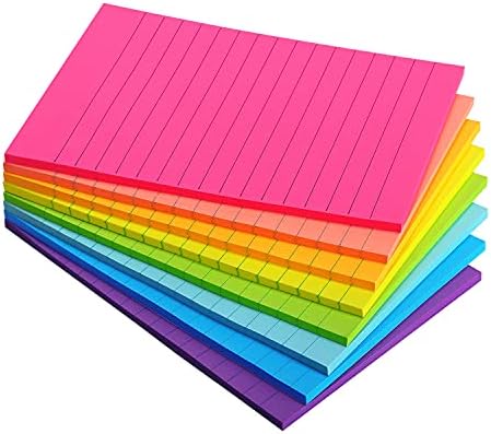 Notas pegajosas com linhas 4x6 Notas pegajosas 8 Bright Multi Colors 8 Pads 35 folha/almofada