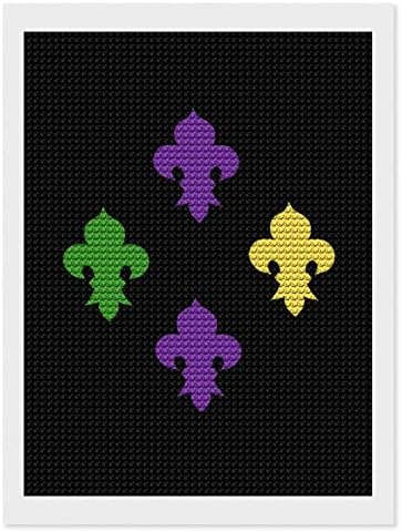 Mardi Gras Fleur de Lis Logo Kits de pintura de diamante personalizados Imaginendo a imagem de arte por números para decoração da