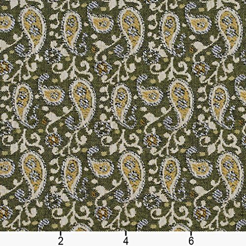 E848 Green Tradicional Paisley Jacquard Toolstery Table by the Yard