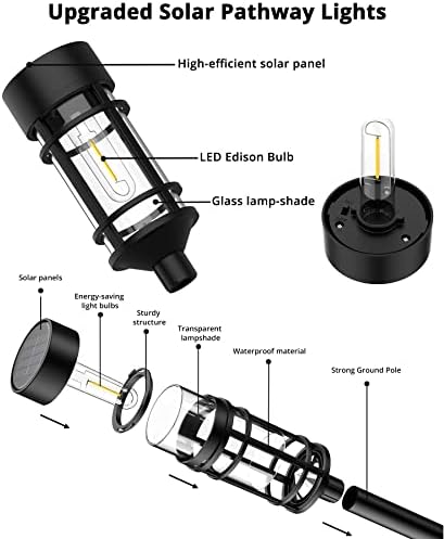 Ilanck Solar Lights 8 pacote, luzes solares brilhantes IP65 à prova d'água, luzes solares de jardim solar LED iluminação de