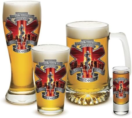 Erazor bits copos de cerveja? Presentes paramédicos da EMT para homens ou mulheres? EMT Beer Glassware? Tribute High Honor Red