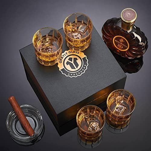 Opaily Whisky Glasses Conjunto de 8, copos de rochas, 10 oz de copos à moda antiga para beber uísque escocês cocktail conhaque