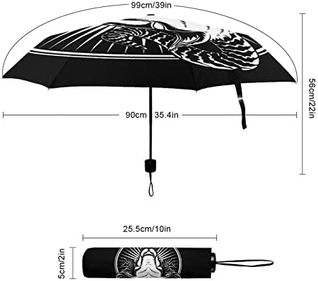 Baphomet Head Travel Umbrella 3 Folds Automotor, feche-se guarda-chuva portátil portátil portáteis