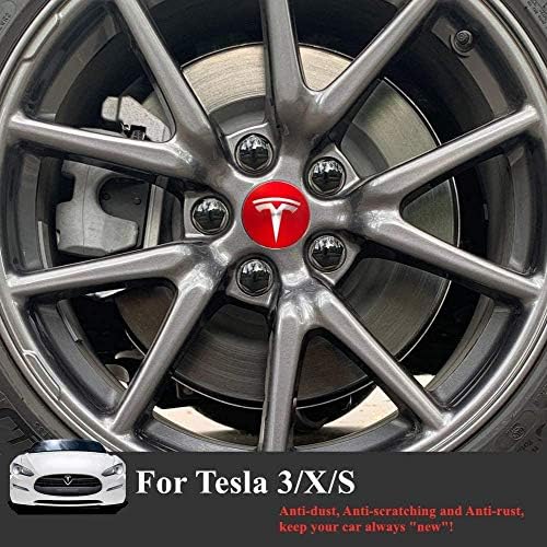 Danlu Auto Wheel Centro Centro de cubo para Tesla Modelo 3, S & X Set Aero, conjunto de tampas de roda de logotipo Tesla +tampa de