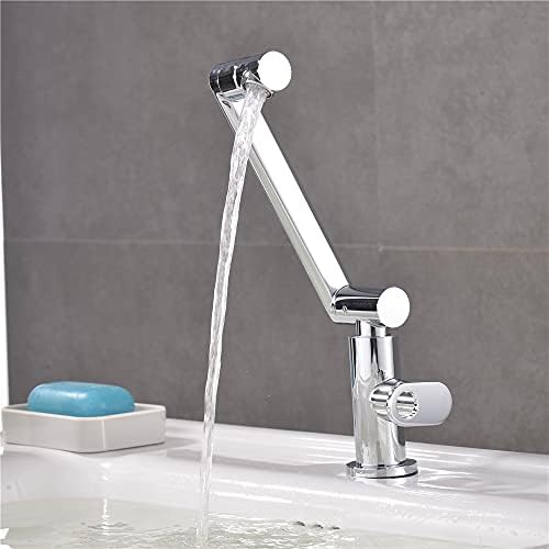 Sensun banheiro banheiro bandeira de banheira pia de água fria Um buraco de uma torneira única com braço de bico ajustável cromo