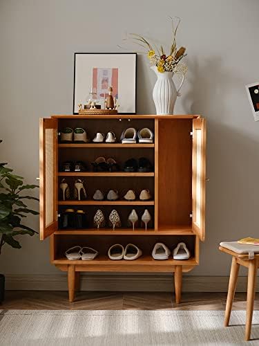Gabinete de sapato de carvalho de slabstudiohongkong, armário de sapatos de carvalho escuro, gabinete de sapato Gracie Oaks,
