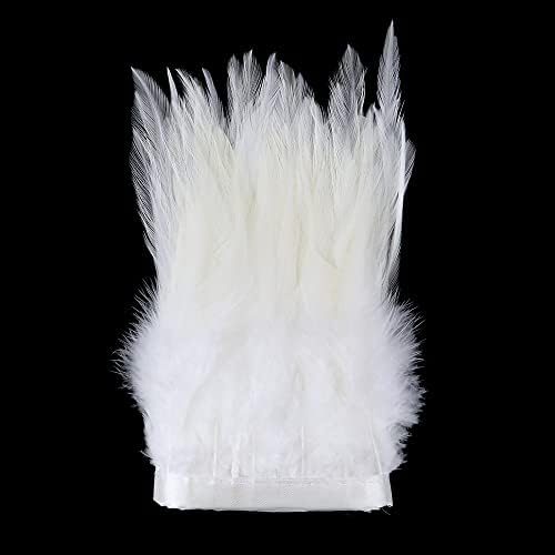 Zamihalaa - 1 metro de galo de penas apara de frango branco em renda de fita para festas de casamento de festas de decoração de vestido