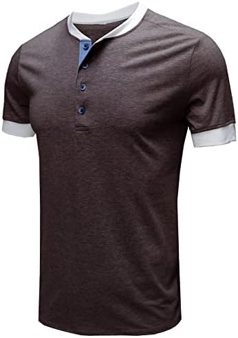 Camisas casuais henley masculinas de manga curta Tops de verão sólido Casual Casual Camisa Botão Básica Botão Camisetas