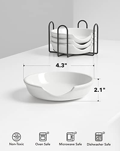 Le Tauci Ceramic Spoon descanso com suporte, suporte de colher de 4,8 polegadas para o topo do fogão, descanso de colher de