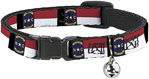 Cat Collar Breakaway Carolina do Norte Bandeira preta de 8 a 12 polegadas 0,5 polegadas de largura