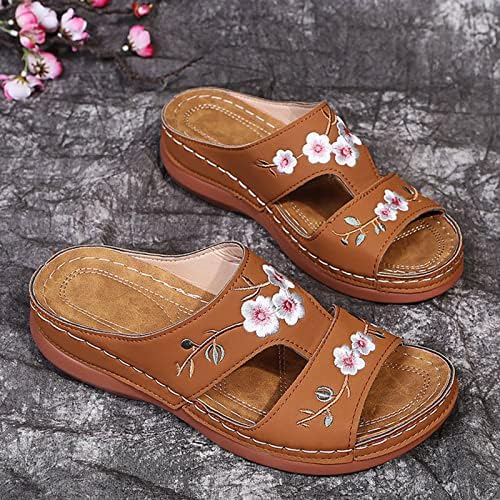 Plataforma xijiana sandálias de verão feminino moda de cunha bordado sandals de flores sapatos femininos