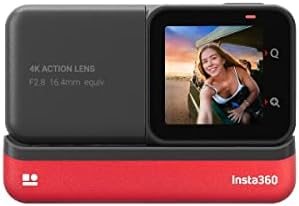 Insta360 One RS Edição Twin Edition Câmera de Ação de Ação de 4k 60fps 5.7k 360 Lentes Intercambiáveis ​​de Câmera Estabilização 48MP Photo HDR ativo com HDR ativo com bastão de selfie extensível e guarda de lente pegajoso 360