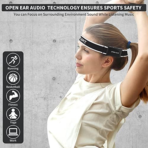 Esportes Bluetooth fones de ouvido Bluetooth, fones de ouvido sem fio Jimbobo Open Ear sem fio com microfone HD, alto -falantes de som estéreo TWS, fones de ouvido de banda de suor ajustáveis ​​para treino, ioga, corrida, esportes ao ar livre, preto