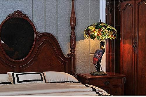Lâmpada de mesa rústica de estilo Tiffany 20 de pêssego e guindaste dupla masculino Lâmpada de mesa de mesa colorido de vidro tiffany tiffany tifra lâmpada