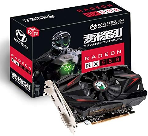 Maxsun AMD Radeon RX 550 4GB GDDR5 ITX PC Gaming Video Gráfico de vídeo GPU 128 bits DirectX 12 PCI Express X16 3.0 DVI-D