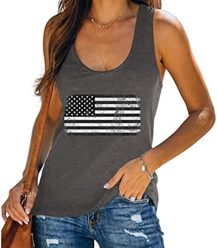Tampa patriótica Panoegsn Patriótica para mulheres, camisetas soltas casuais femininas camisas de verão sem mangas 4 de julho Tanques escapam Camis de pescoço