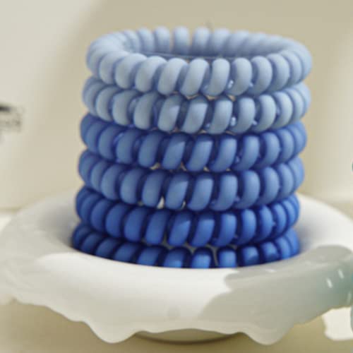 Zhoumeiwensp 6 PCs Cabelos de cabelo espiral, cabelos foscos azuis Bandas de telefone plásticas faixas de cabelos de capuz