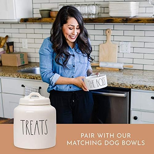 Rae Dunn Dog Bowl e Pet Treat Jar Conjunto - Biscuit Kitchen Kitchen Letter Treats e Matching Pet Bowl com a legenda Slurp
