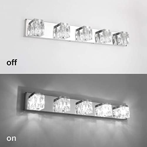 Ralbay LED LUZES MODERNAS DE VANIDADE BAINS LUZES 5 LUZES CRISTAL VIDRO ANELAÇÃO Anteamento Banheiro Luzes de vaidade