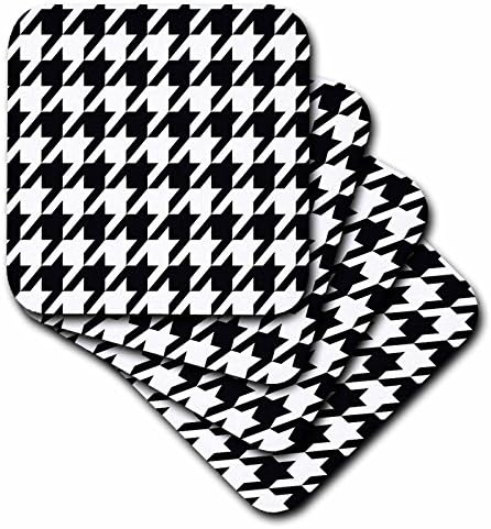 3drose CST_35483_4 Camas-russas de azulejo-devasteiro-escarafado em preto e branco, conjunto de 8