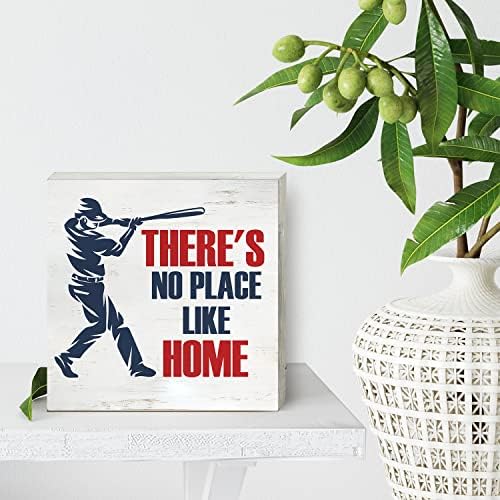Summer Baseball Wood Box sinal decoração da casa dos amantes de beisebol rústico Placa de placa de placas de caixa de madeira para