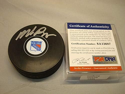 Mike Richter assinou o New York Rangers Hockey Puck autografado PSA/DNA COA 1A - Pucks de NHL autografados