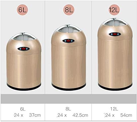 TJLSS lixo recarregável doméstico pode lixo de indução inteligente pode arredondar lixo de metal sem toque com lata de lixo de abertura e fechamento bidirecional para o quarto