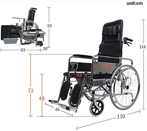 Cadeiras de rodas de transporte de Balami para adultos com cadeira de viagem de alumínio alto que transporta Potty Lie