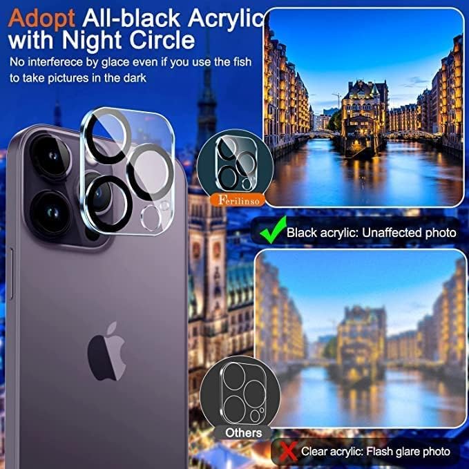 Protetor de lente da câmera Ferilinso 5pack para iPhone 14 Pro Max, 9H HD Acessórios de vidro Ultra Tempered Caso Caso Caso para