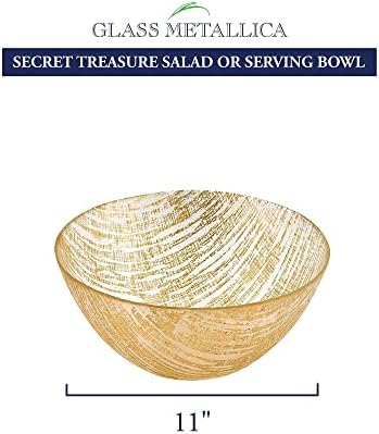 Badah Secret Treasure Glass Serviving Bowl - tigela decorativa artesanal de 11 para salada para salada para salada para salada,