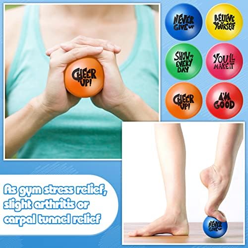 120 PCS Bolas de estresse motivacional coloridas 2 polegadas Bolas coloridas de espuma PU aliviam ansiedade inspiradora bolas pequenas com citação incentivando bolas de alívio do estresse para adultos crianças motivando presentes