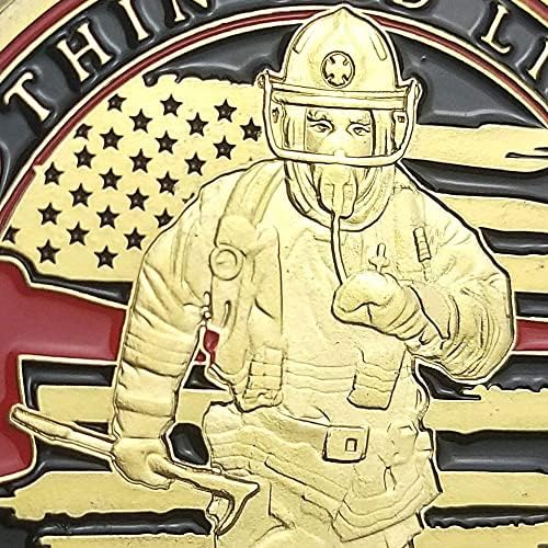 Jokimu Bombeiro Desafio Moeda Fin Red Linha Vermelha Resgate Coin Fireman Oration Coin
