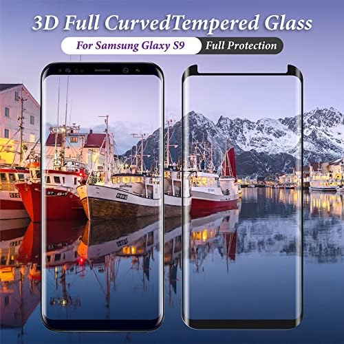 Protetor de tela Quesple Galaxy S9, 2 pacote de filme de vidro temperado premium de 2 pacote para Samsung Galaxy S9 Protetor de tela/3D Curved/fácil instalação/caso de caixa/hd-bubble grátis