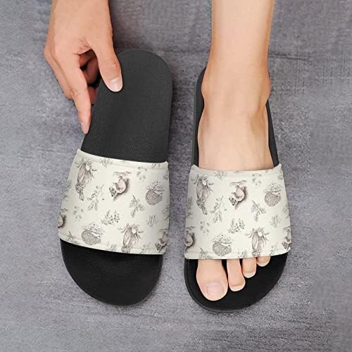 Esquilos fofos fofos sandálias da casa sem deslizamento de ponta dos pés abertos para o banho de chuveiro de massagem